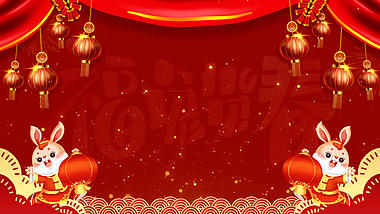 原创红色喜庆新春佳节兔年视频动态背景AE模板视频的预览图