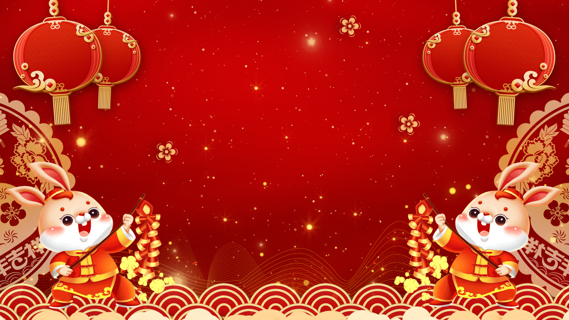 原创喜庆红色大气兔年新年大吉视频背景ae模板视频的预览图
