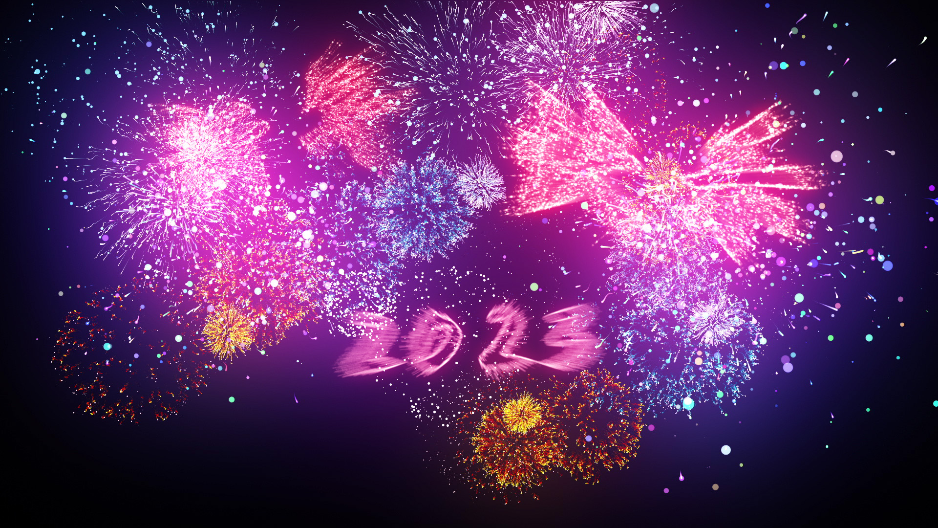 2023年兔年新年快乐烟花文字AE模板视频的预览图