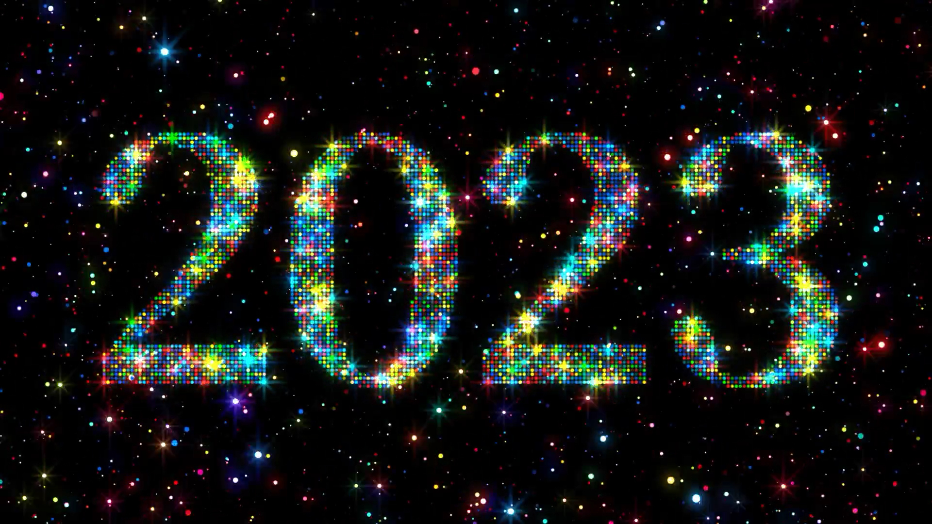 炫彩梦幻粒子烟花10秒倒计时2023新年快乐祝福片头视频的预览图