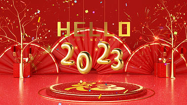 创意喜庆2023新年片头视频ae模板视频的预览图