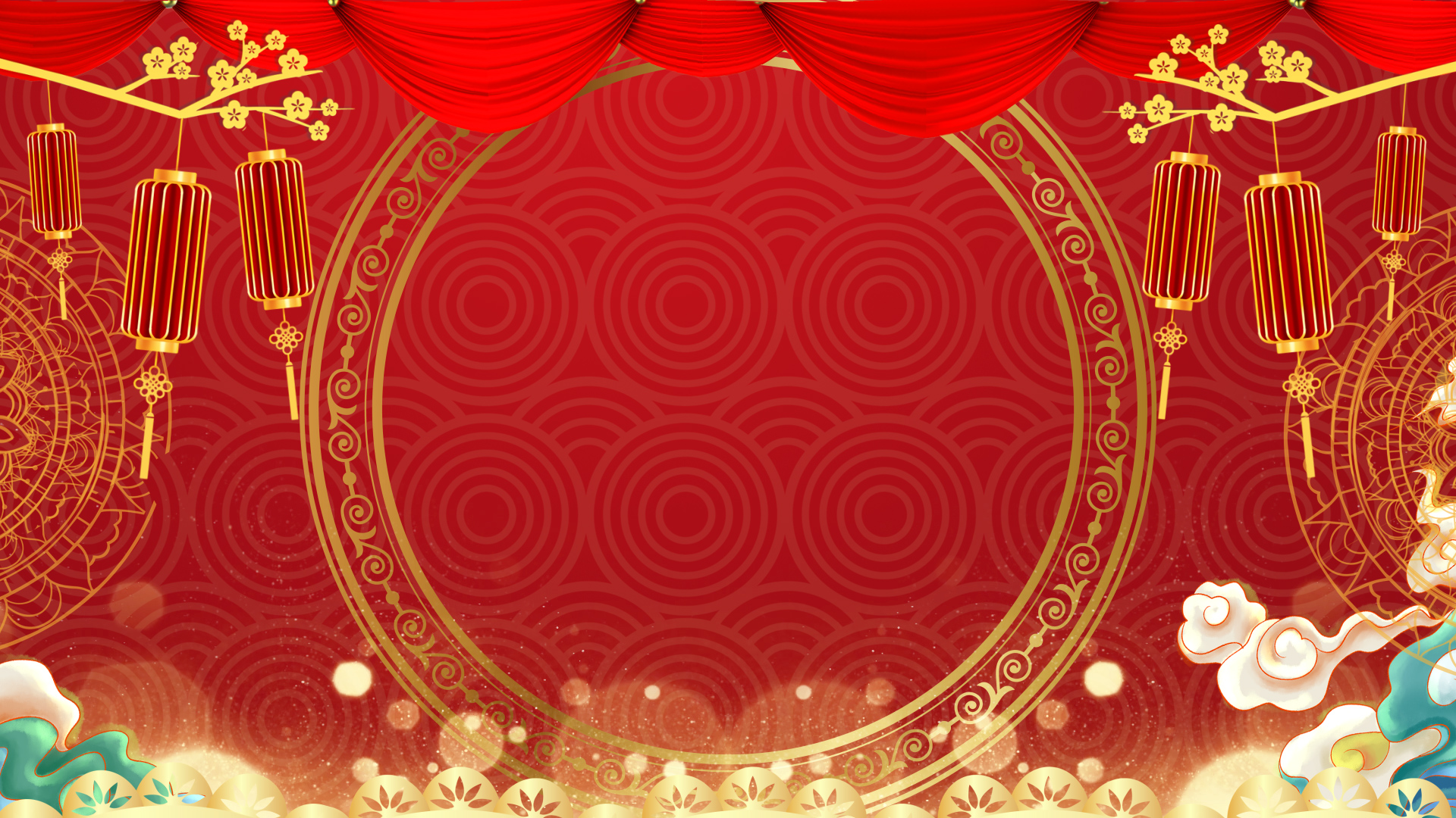 原创红色喜庆大气新春新年视频背景ae模板视频的预览图