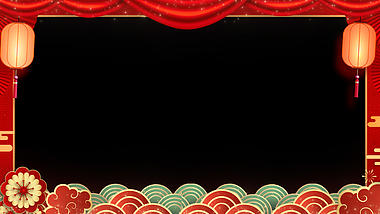 原创新年灯笼花朵喜庆红色中国风祝福视频边框视频的预览图