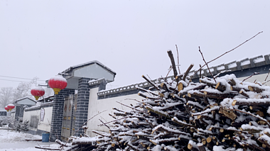 4K实拍北方下雪雪景灯笼过年喜庆空镜头视频的预览图