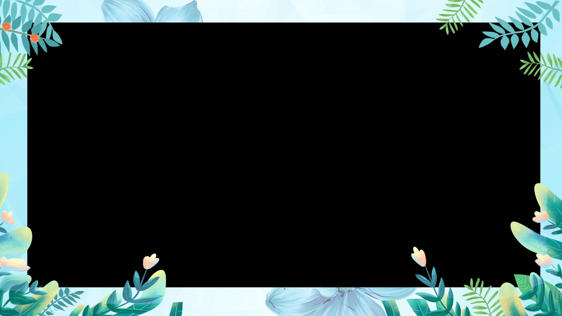 简约蓝色手绘花草边框春天夏天视频边框素材视频的预览图
