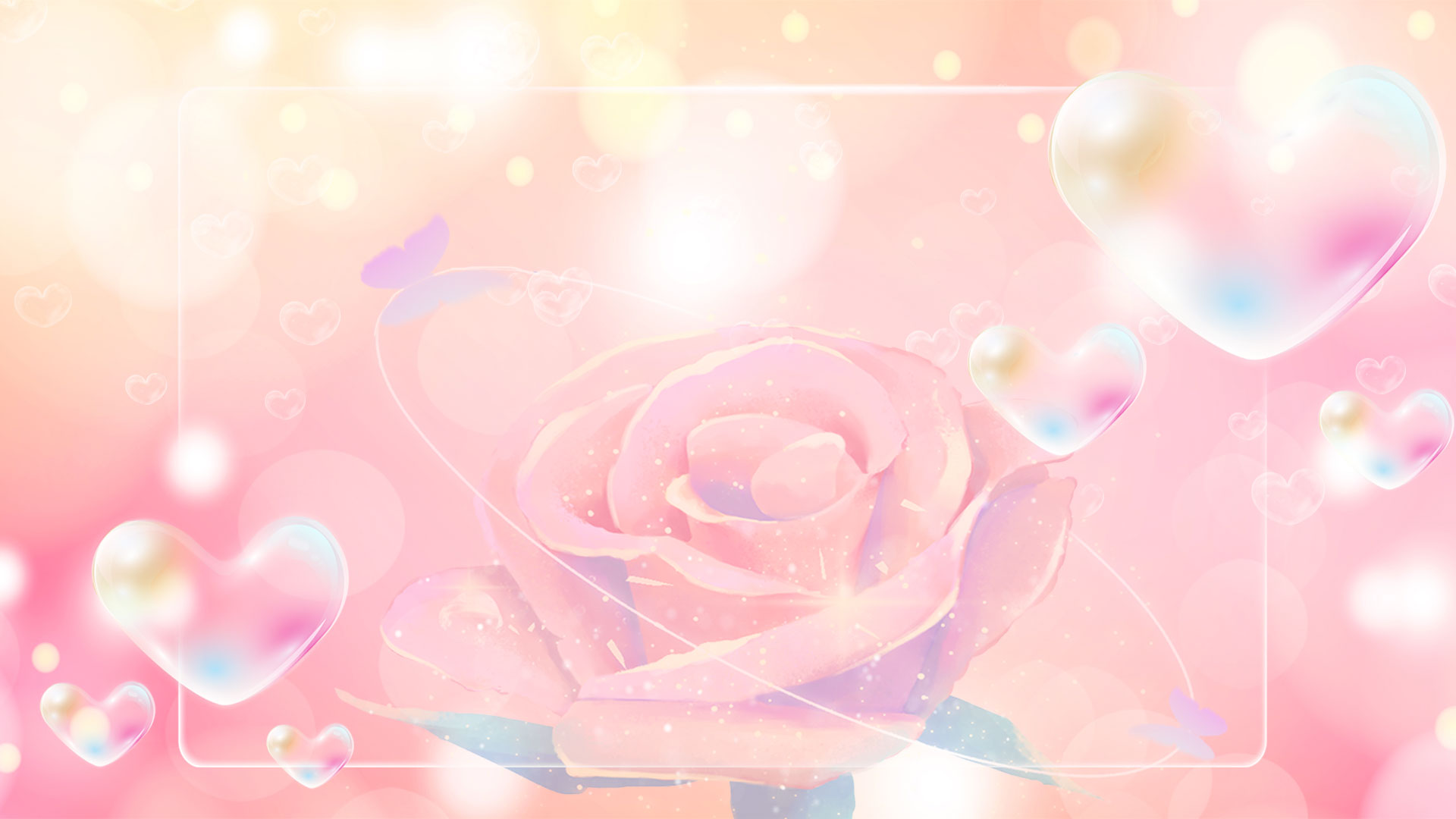 原创浪漫情人节桃心花朵粉红色梦幻婚礼背景视频AE模板视频的预览图