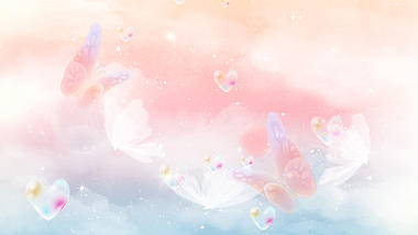 浪漫桃心爱心粉色梦幻蝴蝶飞舞情人节背景AE模板视频的预览图