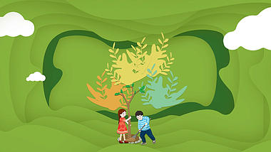 绿色剪纸风312植树节宣传片头ae模板视频的预览图