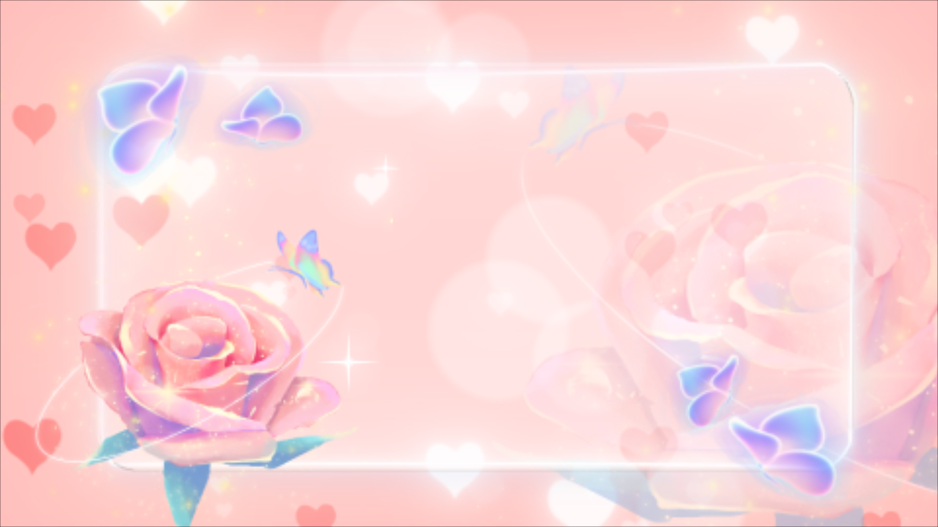 浪漫梦幻情人节玫瑰蝴蝶粉红色光斑光效粒子简约背景视频的预览图