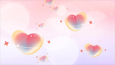梦幻浪漫情人节爱心粉紫色简约粒子漂浮视频背景视频的预览图