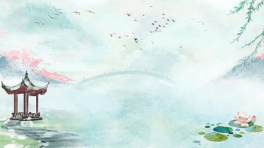 中国风唯美春天春季山水水墨画视频背景视频的预览图