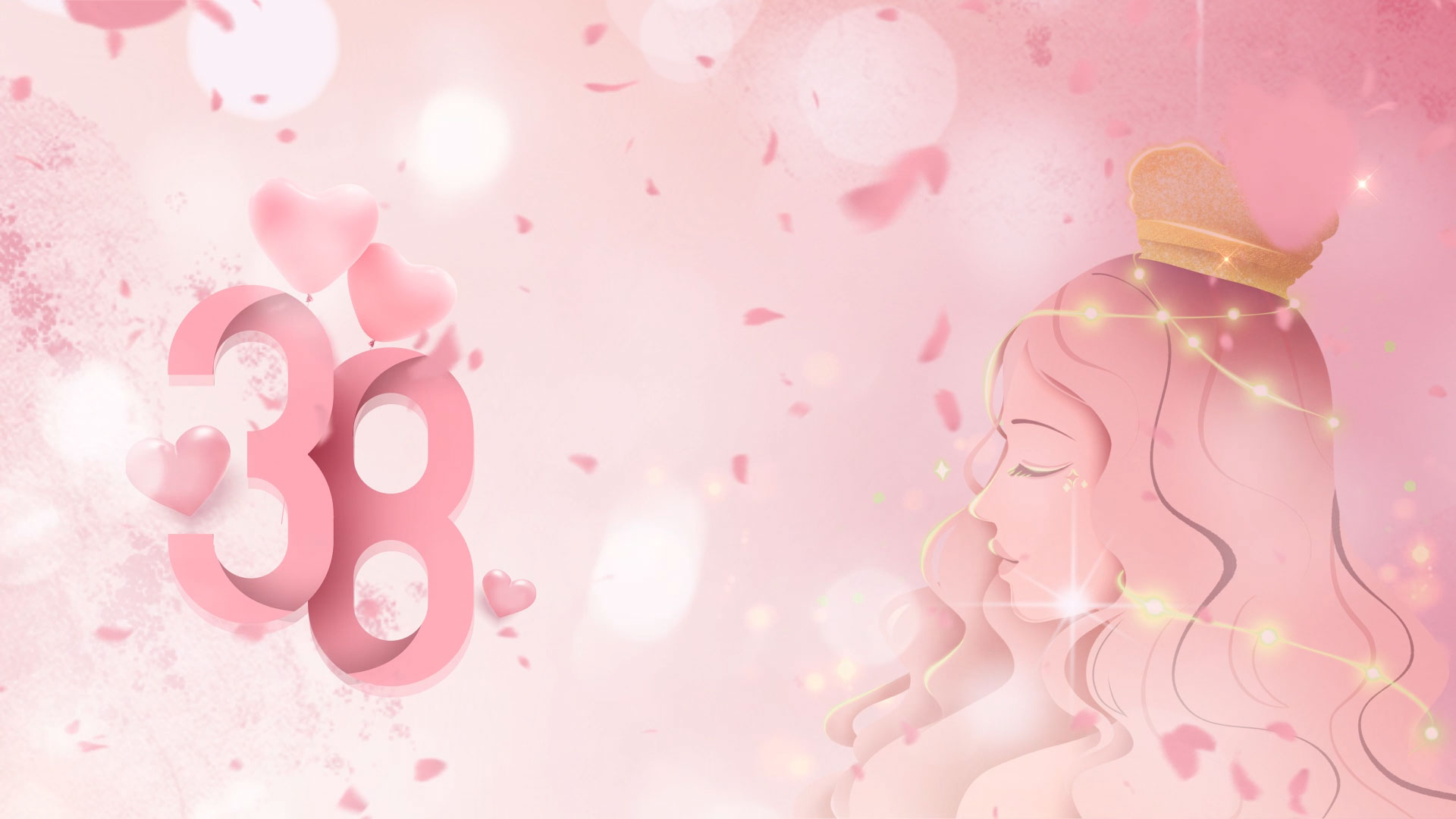粉色清新浪漫三八妇女节花瓣飘散视频背景视频的预览图