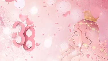 粉色清新浪漫三八妇女节花瓣飘散视频背景视频的预览图