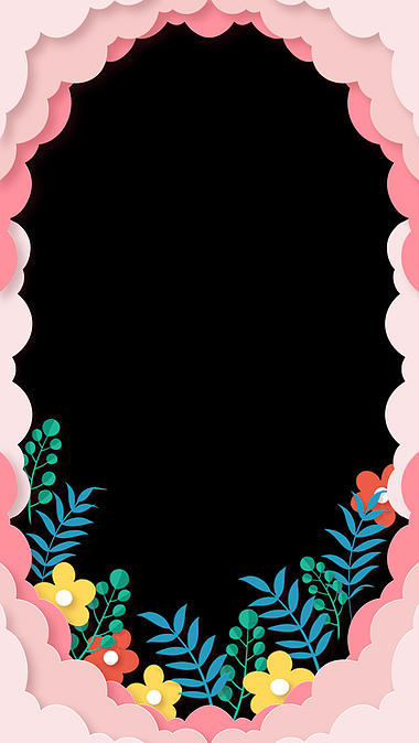 竖屏春季春天女神节粉色剪纸风花朵叶子祥云边框视频的预览图