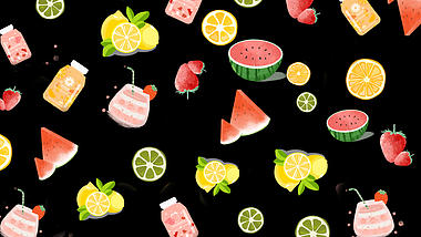 原创夏季夏天水果饮料清新底纹装饰视频的预览图