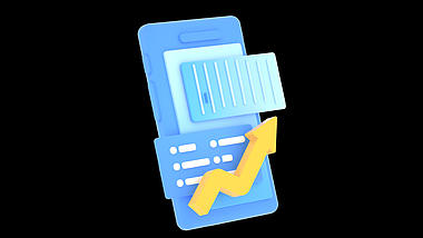 蓝色3D立体C4D银行金融理财手机数据分析立体视频的预览图