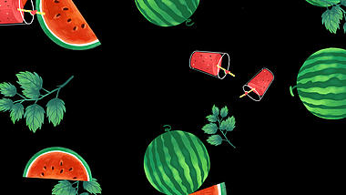 原创夏天夏日西瓜水果掉落带通道视频挂件视频的预览图