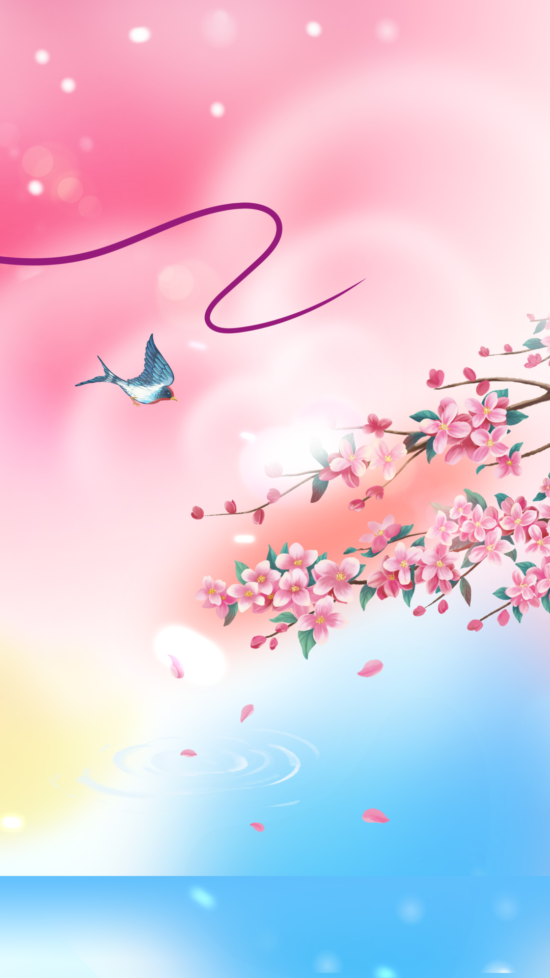 粉色春天燕子南飞渐变竖屏背景视频的预览图