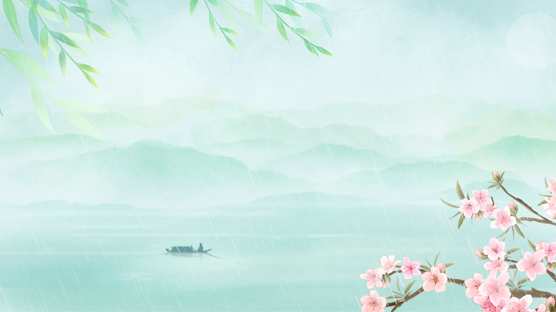 清明节清明山水水墨桃花雨季视频背景视频的预览图